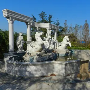 Grande jardim ao ar livre decoração animal coluna de pedra natural mármore desejando fonte de água fonte Trevi preços