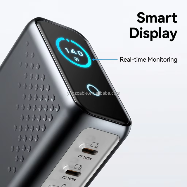 2026 140W GaN Fast Charger Real-time LED Display Multiport PD Charger Adapter for Universal Laptops Tablets Phones Fast Charging