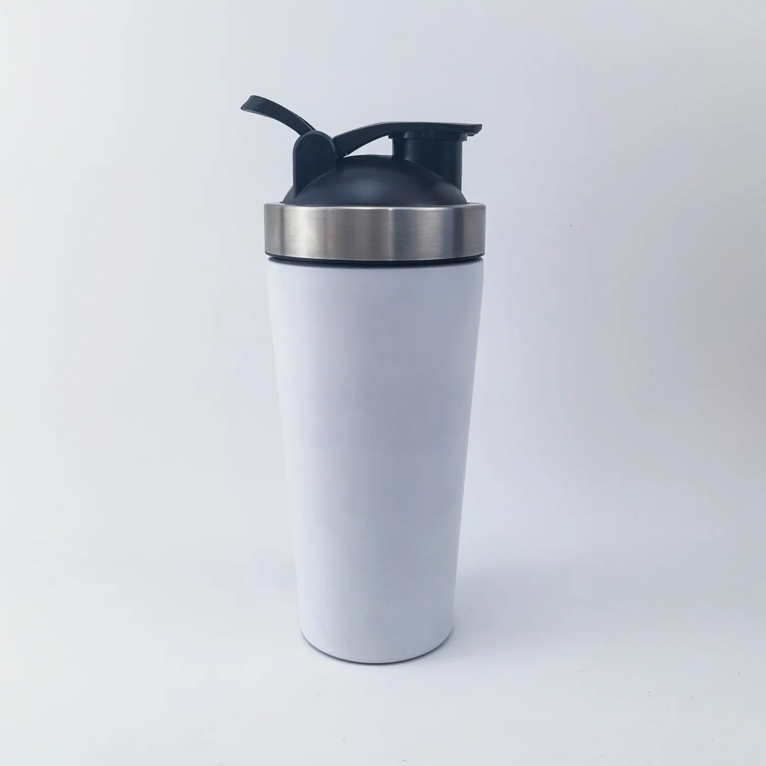 Parede dupla aço inoxidável proteína vidro shaker garrafa isolado metal misturador bola shaker