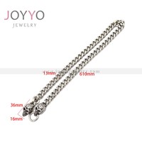 Collier unisexe tendance en acier inoxydable 316L plaqué argent antique, motif croix et crâne gothique de motard, fabrication OEM, ne ternit pas