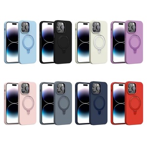 Coque de téléphone magnétique en silicone liquide à chargement sans fil effet peau pour <span class=keywords><strong>iPhone</strong></span> 14 13 15 16 17 Pro Max avec support pliable dissimulé - Product Image 6
