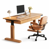 Bureau électrique en bois massif de qualité supérieure, double moteur, réglable en hauteur (120-160 cm), ergonomique, durable, écologique, pour le travail assis-debout