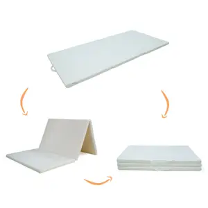 批发针织面料3D面料Pu儿童床垫可折叠便携式方形针织面料卷曲泡沫床垫
