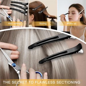 Pinces à <span class=keywords><strong>cheveux</strong></span> personnalisées avec logo pour salon et coiffure à domicile, sectionnement, antidérapantes, bec <span class=keywords><strong>de</strong></span> canard avec bande en silicone - Product Image 6