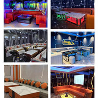 Muebles para Salón de Hookah, Sofás en Forma de U para Bar de Whisky y Shisha, Mostrador de Cuero Sintético, Sofá de Madera Sólida para Club, Salón o Discoteca