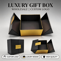 Boîte d'emballage en carton kraft à double porte avec fermeture magnétique, logo personnalisé, doublure en éponge, gaufrage, luxe haut de gamme pour parfum