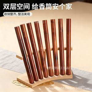 Wooden Incense Tube Stand Multi Functional Holder For Agarwood Stick And Essential Oil <b>Storage</b> Desktop Use - Product Image 4