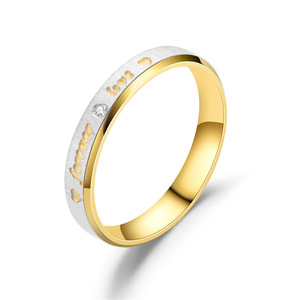 Nuovi uomini donna <span class=keywords><strong>cristallo</strong></span> <span class=keywords><strong>diamante</strong></span> smerigliato oro riempito Love You Forever Couple Ring - Product Image 4