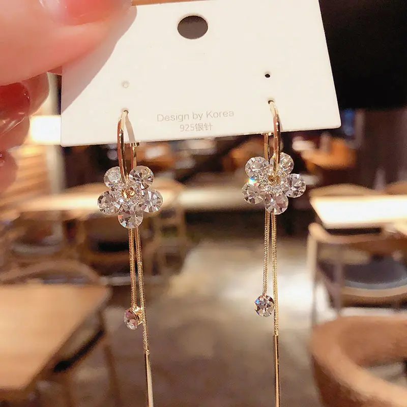 Pendientes Grandes 925 aghi in argento a forma di C cerchio grandi orecchini a fiore bianco orecchini pendenti a cuore gioielli ametista
