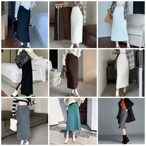 Demi-jupe d'été avec nœud à taille haute Slim Medium Length One-Line Ballet Style Fluffy Pancake Design Ruched Dot Pattern Silk - Product Image 2