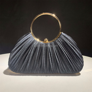 OC4442 Bolso de Mano Tipo Clutch para Mujer, Diseño Plisado, Color Sólido, Asa Redonda, Bolso de Noche Elegante para Fiesta, Precio Económico al por Mayor - Product Image 3