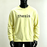 T-shirts thermiques pour hommes en jersey jaune, coupe carrée, à manches longues, respirants, anti-boulochage, 180 g/m², style streetwear, avec impression sérigraphiée et effet gaufré