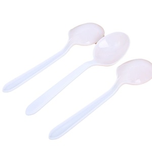 Disposable Plastic <b>Spoon</b> 14cm Round Tip Food Safe For Catering Tea Use Black White - Product Image 2