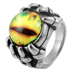 yunnique Dragon Claw <b>Ring</b> <b>Titanium</b> Steel Red Evil Eye Men's Punk Jewelry Gift - Product Image 5