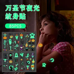 Adesivi per tatuaggi notturni luminosi per bambini stelle di unicorno tatuaggio impermeabile temporaneo Body Art Kid Halloween Cartoon Fake <span class=keywords><strong>Tatoo</strong></span> - Product Image 1
