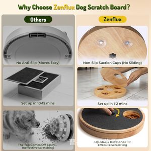 Grattoir à ongles en bois pour chien, planche à gratter ronde avec bol à friandises, jouet interactif pour chiens - Product Image 3