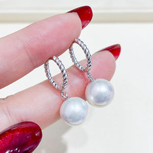 WENCHI S925 Argent Perles DIY Accessoirisées 9-15mm 11419 Boucles d'Oreilles Pendante Tendance Support Vide Boucle Or Argent Chine - Product Image 2