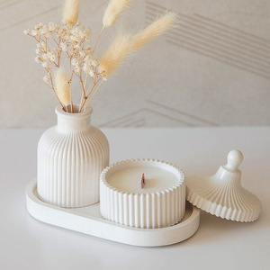 Bán Buôn Vòng Sọc Bình Và Hình Bầu Dục Khay Silicone Khuôn Epoxy Cây Nhựa Khuôn Cho Lotus Lưu Trữ Hộp Làm - Product Image 1