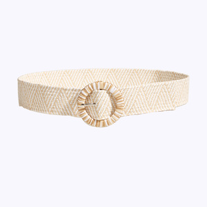<span class=keywords><strong>Cintura</strong></span> da <span class=keywords><strong>donna</strong></span> in stile stile stile ampia e <span class=keywords><strong>Beige</strong></span> con fibbia rotonda Skinny in rafia elasticizzata <span class=keywords><strong>cintura</strong></span> da <span class=keywords><strong>donna</strong></span> elegante con tessuto elastico in paglia - Product Image 5