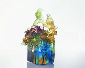 2014新款水晶玻璃爱心鸟作为结婚纪念品销售