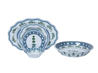 Assiettes en plastique Floral Spring Garden Grand plateau de service festonné Bol Vaisselle en mélamine avec bord ondulé