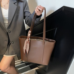Bolso de Mano Impermeable de PU, Bolso Tote Simple de Color Liso para Mujer, Bolsos de Mano de Gran Capacidad - Product Image 6