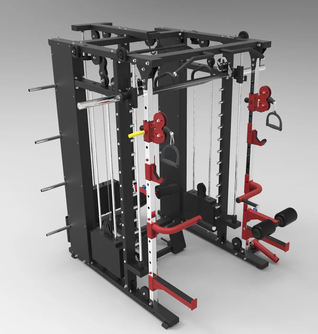 Mesin Press Kaki Vertikal, Mesin Fitness Set Badan Kotak Baja Disesuaikan Kekuatan Palu Mesin Press Tiga Dimensi