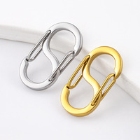 Mousqueton en acier inoxydable 304 poli plaqué or, forme S, double tête, pour accessoires de bijoux DIY