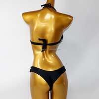 Tenue de strip-teaseuse S614, vêtements de danse exotiques sexy, ensemble bikini en cuir 2 pièces, strass cousus à la main pour costumes de carnaval