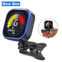 Blue Guitar Tuner Clip on Rechargeable USB C Open Mode Tuning LCD Display Electric Tuner for Guitars, Bass, Violin, Ukulele
