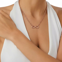 Collier infini en argent sterling 925 QX, chaîne à maillons délicats, pendentif, placage or personnalisé, fabricant de bijoux en gros