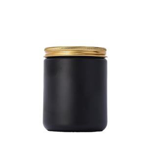 Pot à bougie en verre noir mat de 250 ml avec couvercle en métal pour la décoration de la maison et Noël, idéal pour la fabrication de bougies - Product Image 1