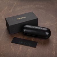 Ensemble étui à lunettes rigide en cuir PU noir de luxe emballage de lunettes de soleil avec logo personnalisé accessoires en papier populaires