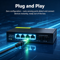 Commutateur réseau 2500M non géré 2.5G 4+2 ports PoE, alimentation 12V 1A, 2 SFP 10G pour routeur Wifi