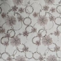 Tissu en dentelle à paillettes rose rêveuse, broderie romantique de fleurs et de papillons, tulle pour robes de princesse et de Quinceañera