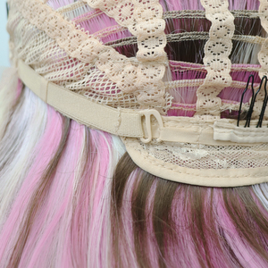 <span class=keywords><strong>Parrucca</strong></span> Sintetica con Frontale in Pizzo, Alta Densità 250%, <span class=keywords><strong>Lunga</strong></span>, <span class=keywords><strong>Rosa</strong></span>, con Attaccatura Naturale - Product Image 5