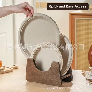 Wooden paper <b>plate</b> <b>rack</b> for home kitchen, tableware <b>rack</b>, disposable <b>plate</b> holder - Product Image 1