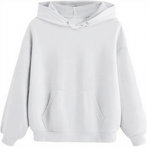 <b>Women's</b> <b>White</b> Fleece <b>Hoodie</b> Drop Shoulder Pullover Sweatshirt with Kangaroo Pocket 100% Cotton High Quality <b>Women</b> <b>Hoodie</b> - Product Image 1