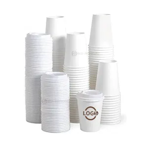 Экологически чистый коричневый стаканчик для кофе из крафт-бумаги с напечатанным логотипом на заказ, бумажный стаканчик с крышкой