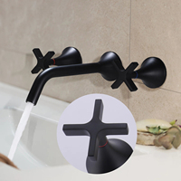 Grifo Mezclador de Lavabo de Pared de Doble Manija con Válvula Oculta de Fábrica Kaiping