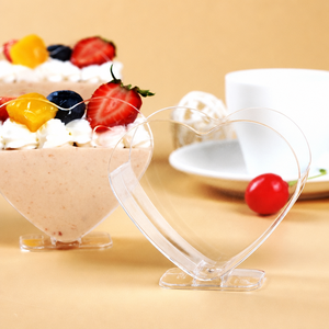 Gobelet à dessert transparent en forme <span class=keywords><strong>de</strong></span> cœur avec base, 80 ml, jetable, en PS, pour mousse, pudding, yaourt, fruits, mariage, Saint-Valentin, fête - Product Image 2