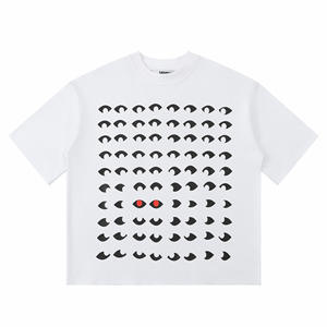 T-shirt da uomo in 100% cotone di alta qualità con motivo occhio House of Errors, a maniche corte, stile streetwear, con spalle scese, di tendenza - Product Image 6