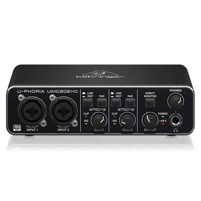 Behringer UMC202HD Sound Card 2-In/2-Out USB Audio Interface With 2 Midas Mic Preamps Indoor Studio Music Equipment