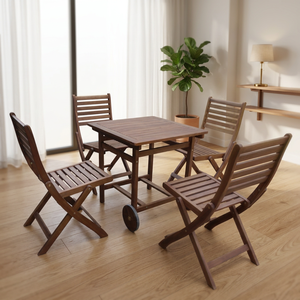 Ensemble LEO en bois massif de haute qualité, design contemporain, tailles personnalisables, pour restaurants, cafés, hôtels, jardins. - Product Image 1