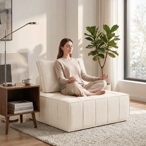 Modern Minimalist Tofu Blok Şönil Döşemeli Süngerli Kolçaksız Tek Modül Derin Oturma Alanlı Kanepe (Apartman, Stüdyo, Oturma Odası için) - Product Image 5