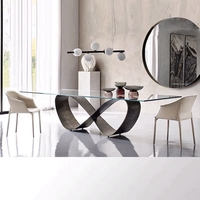 Ensemble de Table à manger en acier inoxydable, Rectangle de luxe, carré en marbre, 6 places, 8 formes, base de cuisine, ensembles de salle à manger