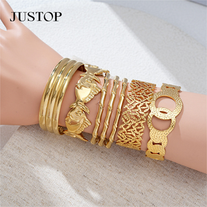 Pulseras OEM/OEM Personalizadas, de Acero Inoxidable, Resistentes al Agua, con Baño de Oro, Joyería Moderna e Hipoalergénica, Marca Justop - Product Image 3