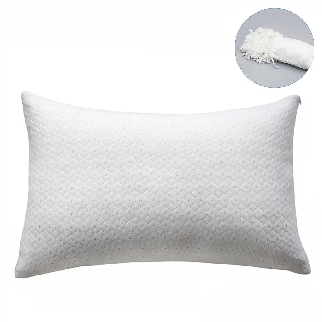 Amazing Deluxe Queen Size Bamboo Rayon Tech Knit Cover Premium Crushed Memory Foam Pillow