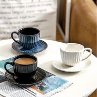 Ensemble de soucoupe pour tasse à café en vrac Cappuccino Espresso en céramique avec tasse Latte en relief disponible en différentes tailles