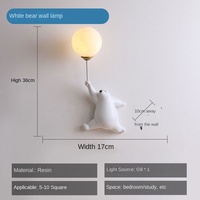 Minimaliste mignon chambre d'enfants LED applique murale dessin animé ours lampe avec corps en résine maison lune lampe décor pour éclairage intérieur